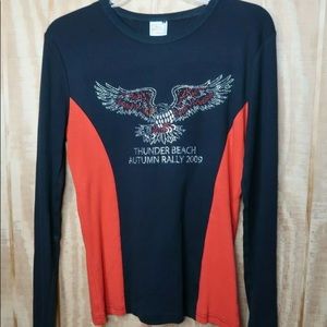 Black & Red Women's LS Pullover Thunder Beach